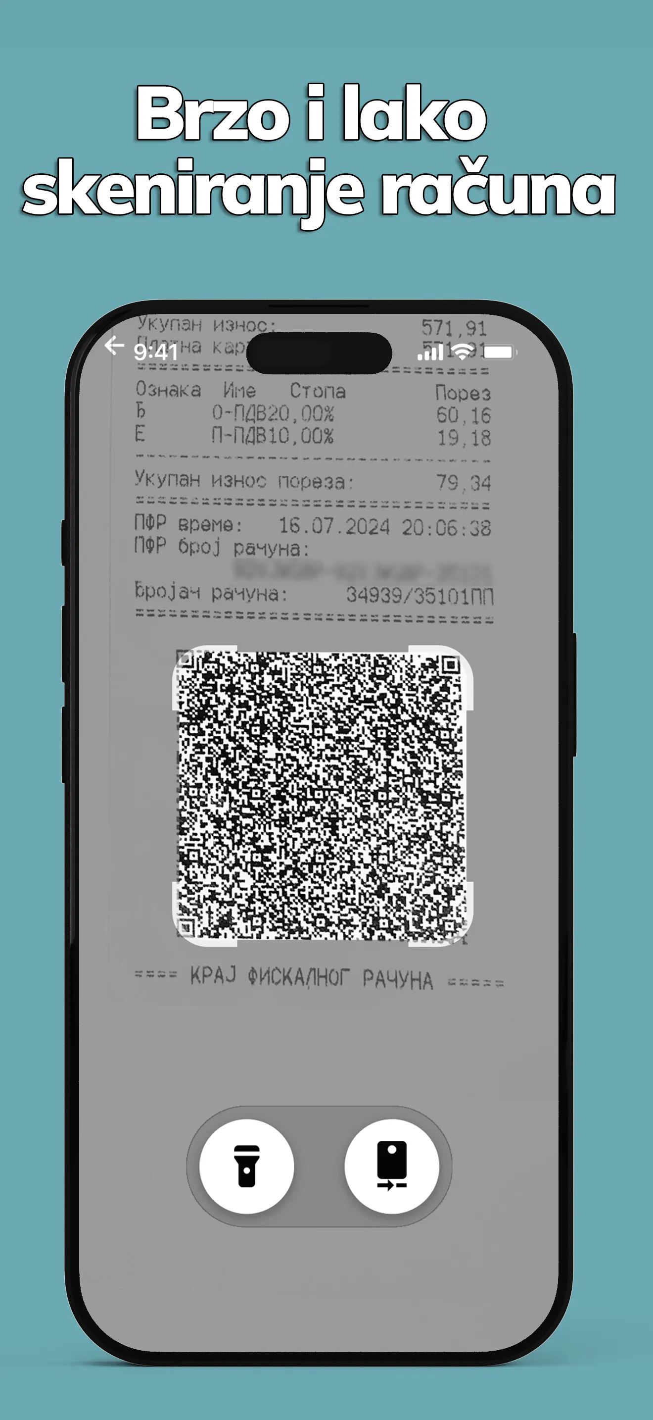 Skeniranje QR koda fiskalnog računa pomoću Scan ASAP mobilne aplikacije