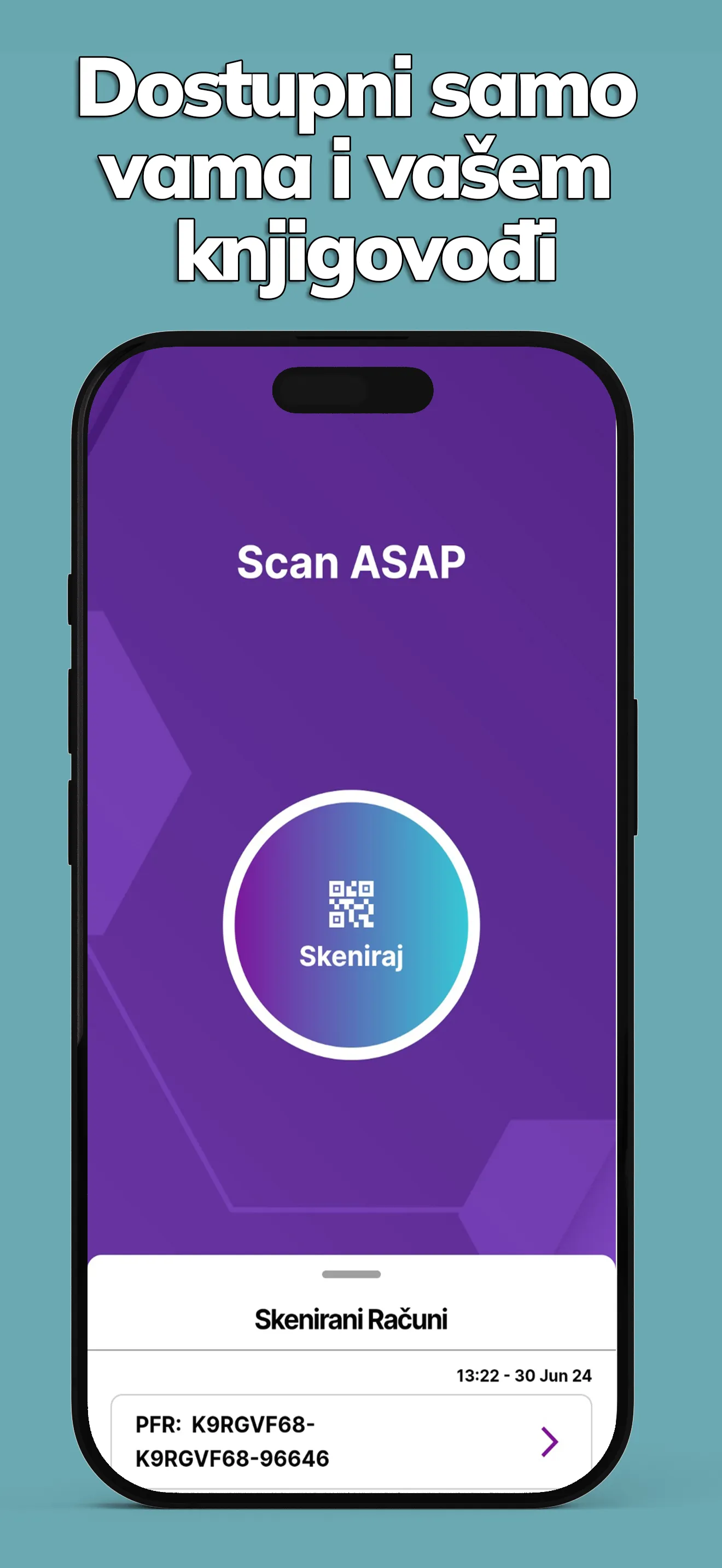 Lista skeniranih fiskalnih računa u mobilnoj aplikaciji Scan ASAP