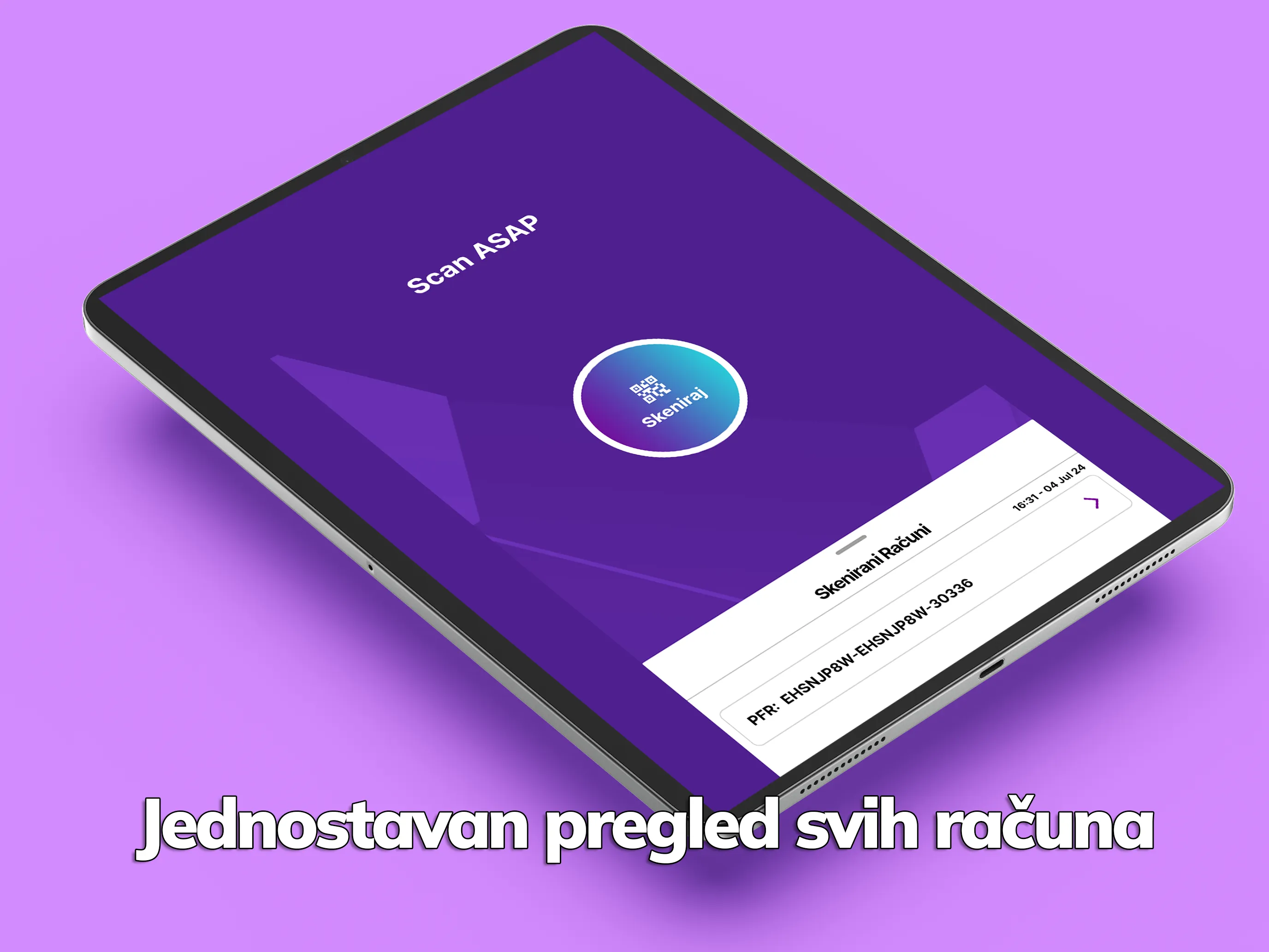 Lista skeniranih fiskalnih računa u mobilnoj aplikaciji Scan ASAP