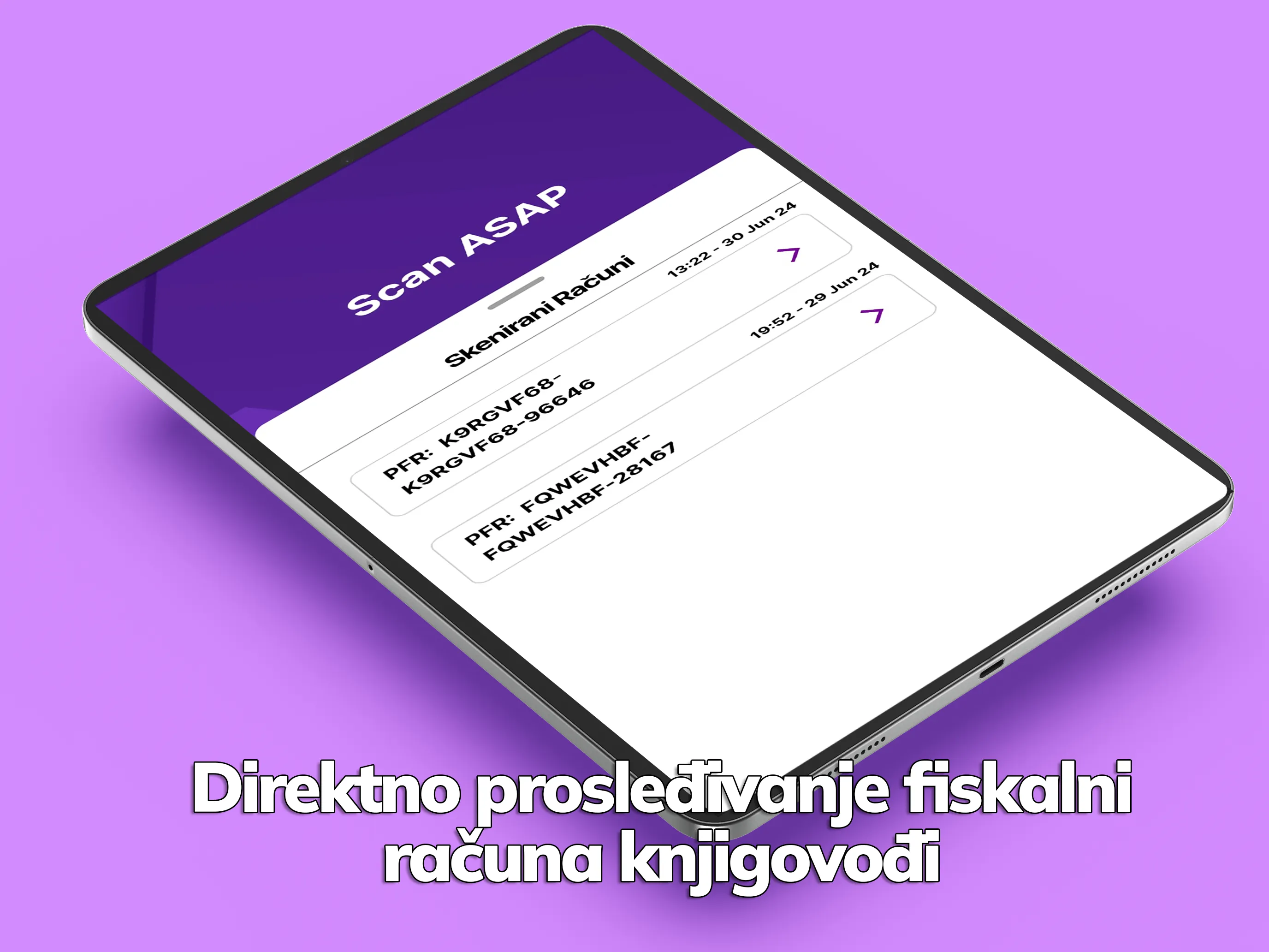 Lista skeniranih fiskalnih računa u mobilnoj aplikaciji Scan ASAP
